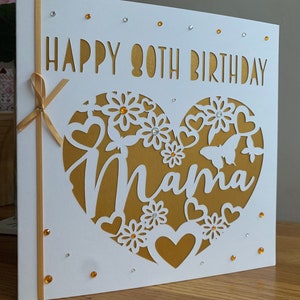 Tarjeta de cumpleaños personalizada, tarjeta de presentación, corazones y mariposas, tarjetas de presentación personalizadas, tarjeta de corte de papel personalizada, tarjeta de cumpleaños totalmente personalizable