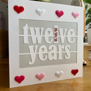 Tarjeta del 12.º aniversario, aniversario de seda, tarjeta personalizada del 12.º aniversario, duodécimo aniversario, tarjeta de felicitación de aniversario de seda.