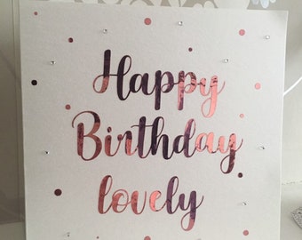 Happy birthday lovely greeting card - birthday card - ladies birthday card - sparkly birthday card - personalised card