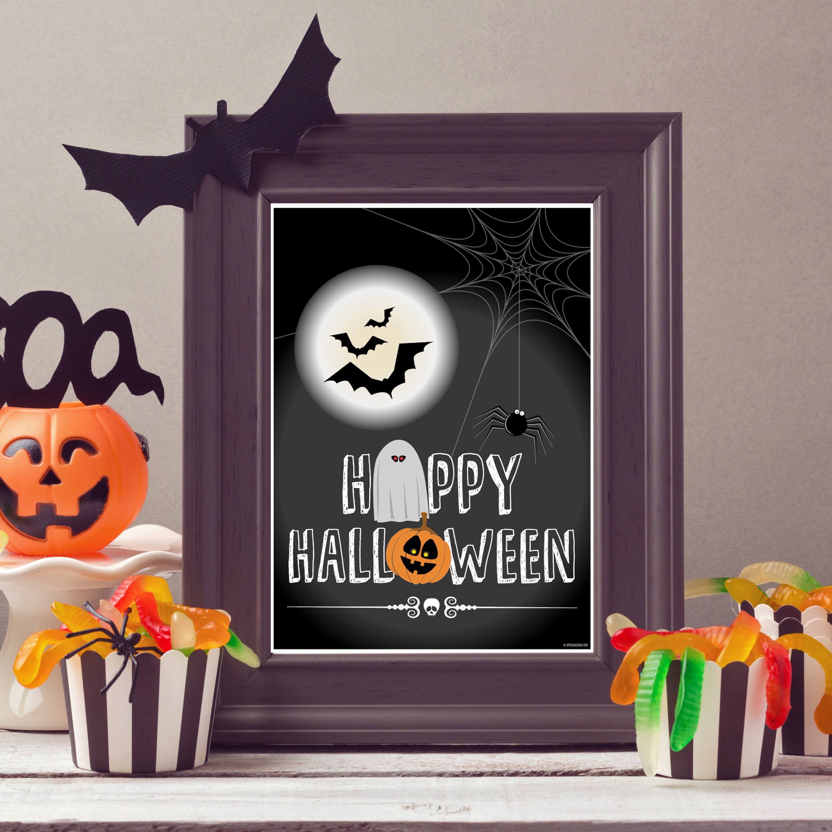 Happy halloween decoration Halloween wall art happy Etsy