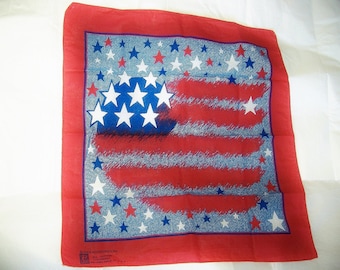Vintage Stars & Stripes Bandana • red white and blue cotton • made In USA