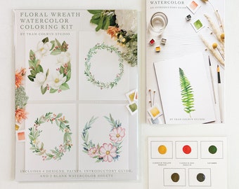 Wreath Art Watercolor Coloring Kit