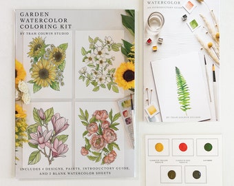 Garden Watercolor Coloring Kit