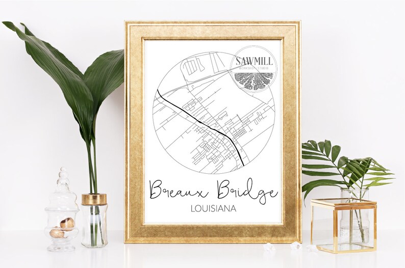 Breaux Bridge Louisiana Map Map of Breaux Bridge LA Map Etsy