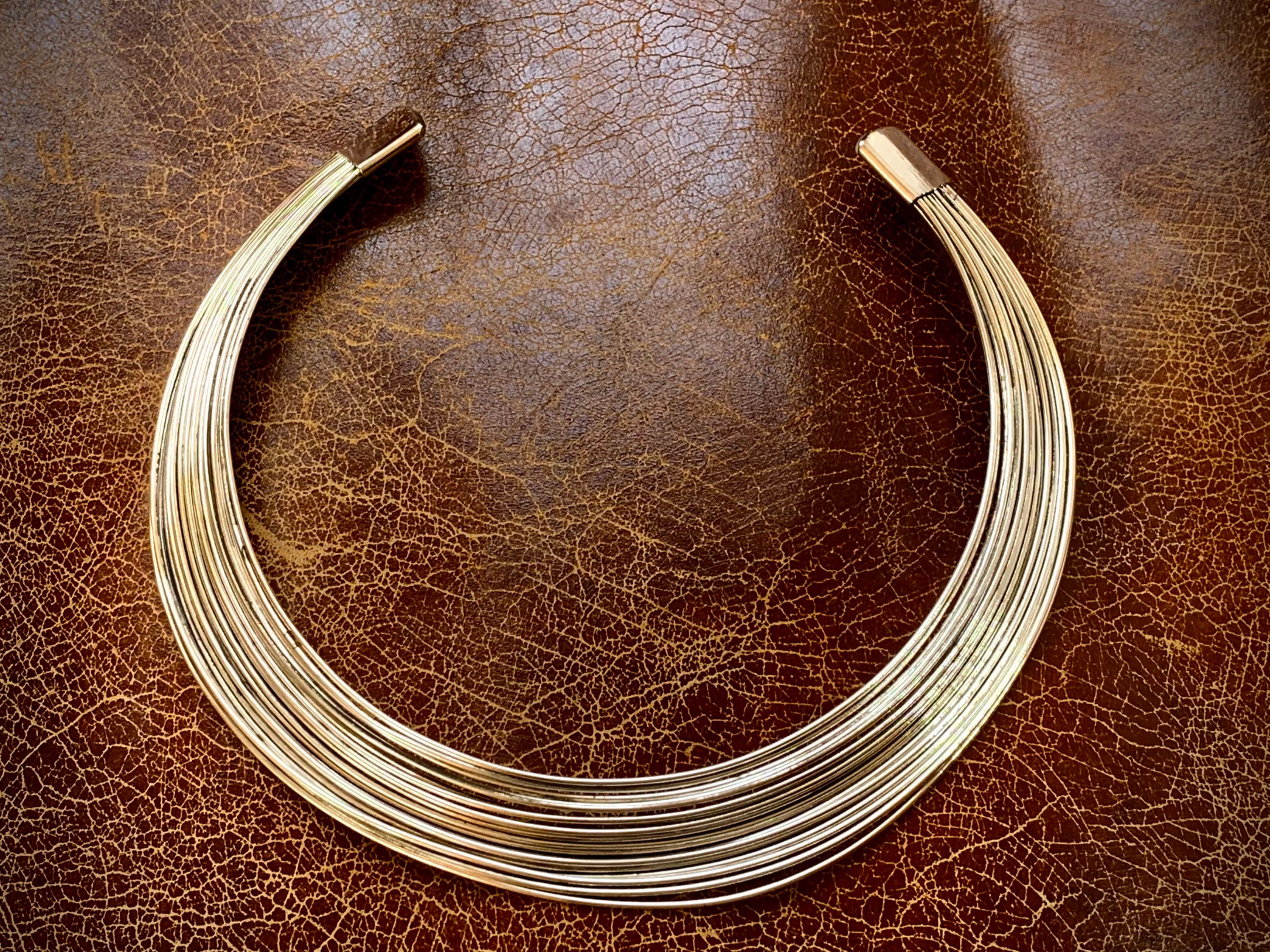 Choker Necklace Torque Brass and Silver 