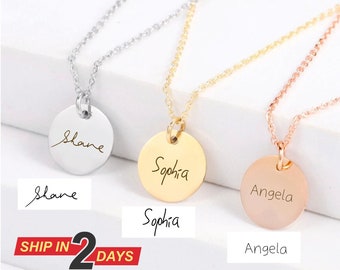 Personalized Handwriting Necklace Custom Name Laser Engraving Necklace Valentines Day Gift Mother's Day Gift