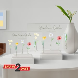 Personalized Mum Plaque, Grandma's or Mum's Garden, Custom Flowers Acrylic Stand, Best Mum Gift, Mom Gift Idea, 2024, Mother's Day Gift