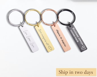 Personalized Stainless Steel Keychain, Engraved Quote Keyring