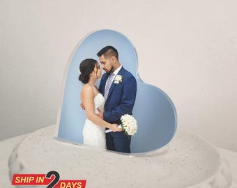 Personalized Heart Acrylic Photo Block, Custom UV Printed Picture Frame