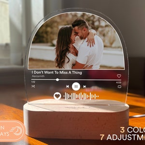 Personalized Night Lamp Music Plaque, Custom Picture Acrylic Stand, UV-Print, Anniversary Gift, Valentines Day Gifts, Couple Gifts,