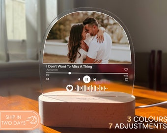 Personalized Night Lamp Music Plaque, Custom Picture Acrylic Stand, UV-Print, Anniversary Gift, Valentines Day Gifts, Couple Gifts,