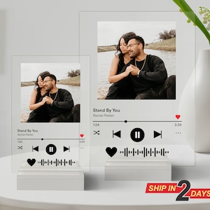 Spotify Song Plaque – Personalized Gift for Him, Custom Photo Music Stand, Couples Gift, Love Anniversary Gift, Spotify Plaque