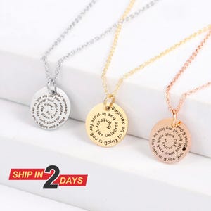 Personalized Spiral Quote Necklace, Custom Scripture, Verse Book, Song Lyric, Friend Gift Keepsake Secret Message Romantic Unique Gift