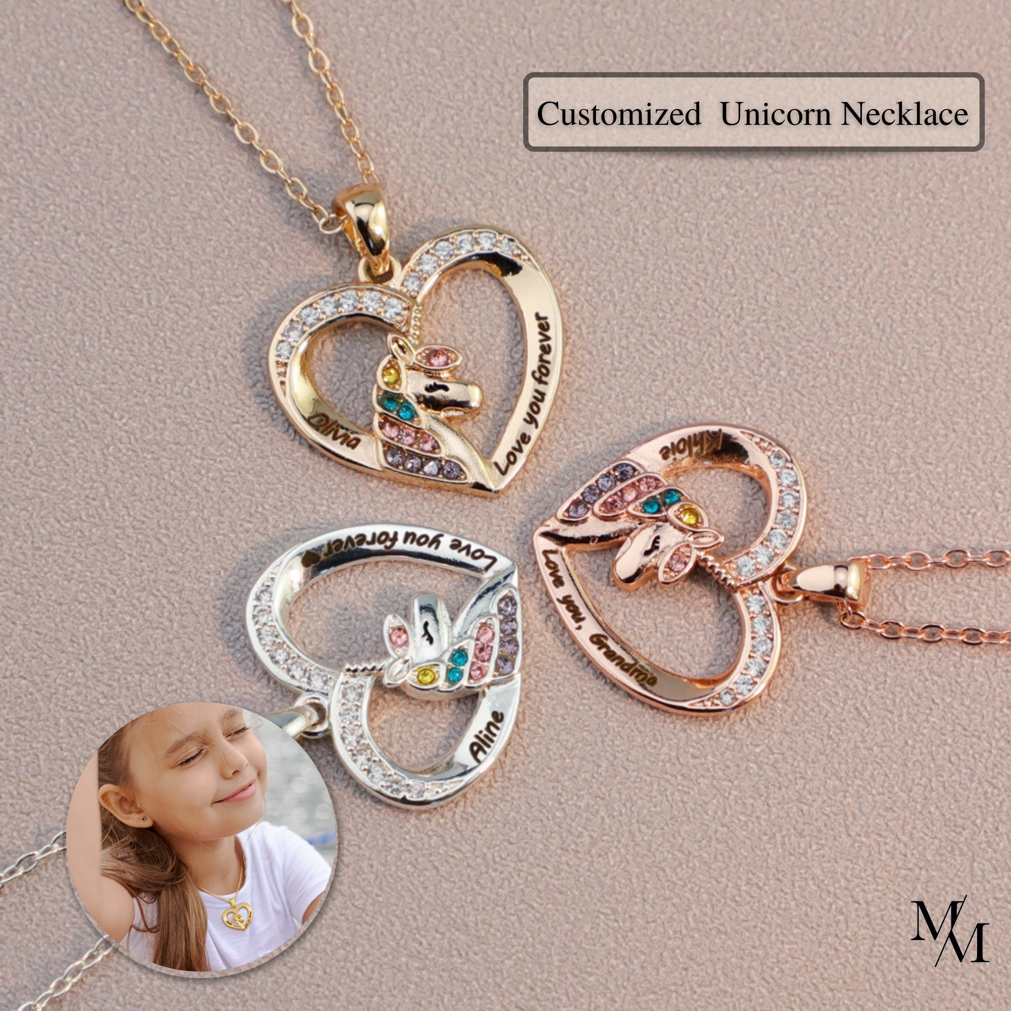 IEFSHINY Unicorns Gifts for Girls Colorful CZ Heart Pendant Cute Unicorn  Necklaces for Girls Women Jewelry Gifts