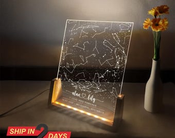 Personalized Star Map Night Light, Custom Constellation Gift