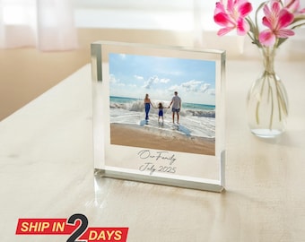 Personalized Family Photo Acrylic Block, Custom Picture Frame, Gift for Dad (10x10cm)