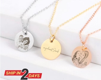 Personalized Portrait Necklace Custom Portrait Laser Engraving Necklace Valentines Day Gift Mother's Day Gift