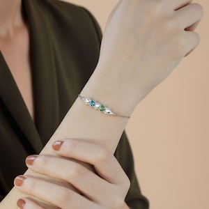 Personalized Birthstone Pea Pod Bracelet, Family Jewelry Gift