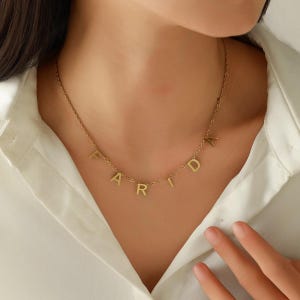Collar con letras personalizado, collar con nombre en oro de 14 quilates, perfecto para tu estilo minimalista, regalo para mamá, regalo de San Valentín, regalo de aniversario