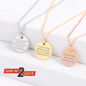 Custom Quote Necklace, Personalized Bible Verse Book Necklace, Song Lyric, Friend Gift Keepsake Secret Message Unique Teacher Jewelry