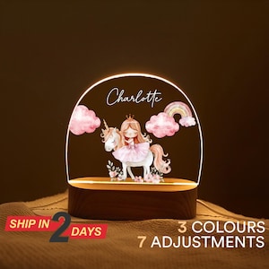 Baby Night Light, Cute Princess Night Light, Personalized Night Light, Custom Night Light, Baby Girl Gift, Unicorn Night Light Gift For Kids