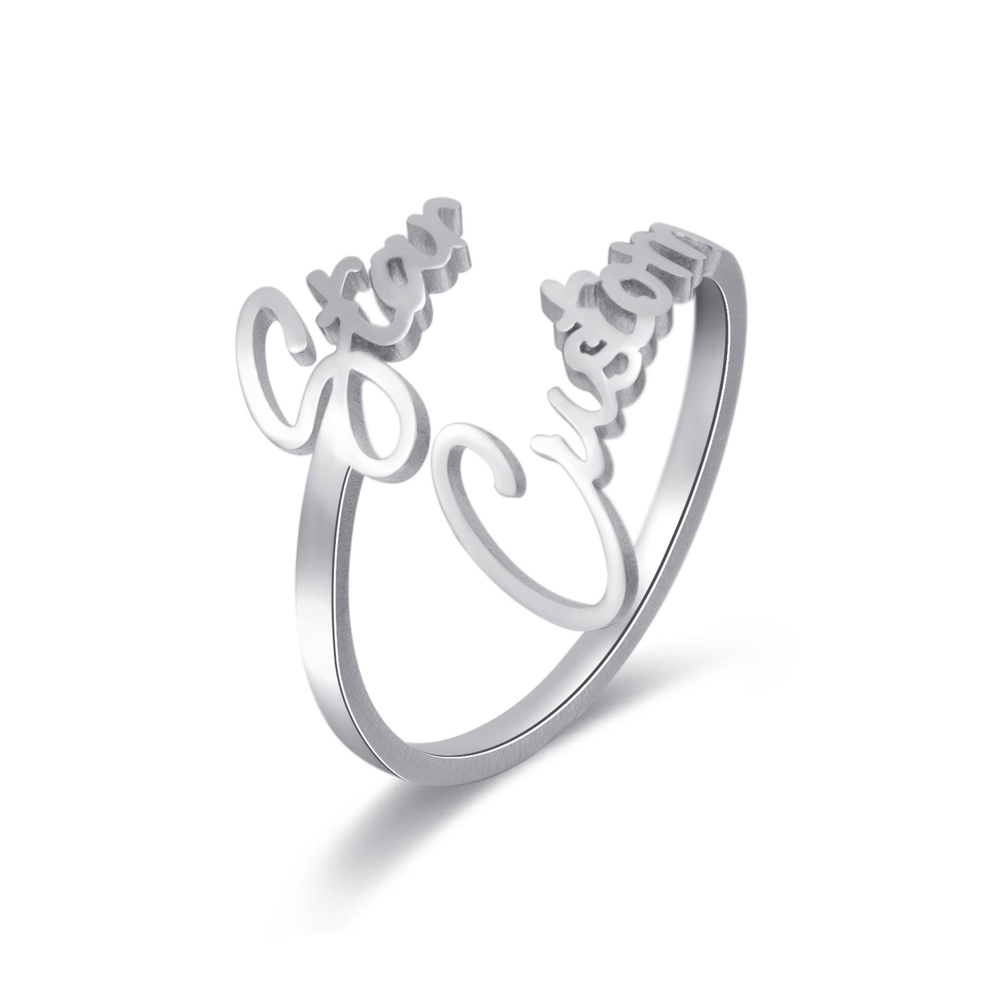 1 Pezzo Anello Personalizzato Con Più Nomi In Oro, Argento O Oro Rosa - Foto 8