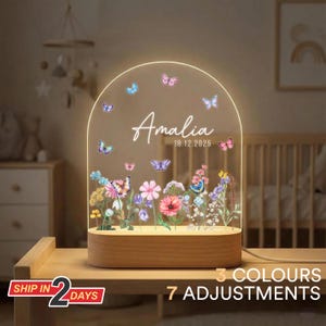 Custom Name Night Light • Personalized Butterfly Flower Night Light for Kids • Cute LED Name Lamp • Nursery Decor Light • Gift for Girls