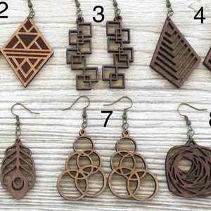 Bohemia Statement Mandala Wooden Earrings Lightweight, Boho Geometric Wooden Earrings, Mandala Wood Earrings