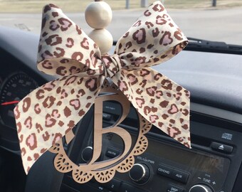 Alphabet Car mirror monogram, Monogram for car, acrylic car charm, Mirror charm, Leopard charm, Rear view hanger, Car charm decor
