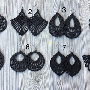 Black Wooden earrings, Mandala Black Wooden Earrings, Dangle Mandala Black Wooden Earrings, Wooden Earrings