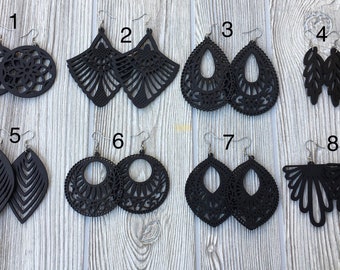 Black Wooden Earrings Wooden Earrings for Women Wood Earrings