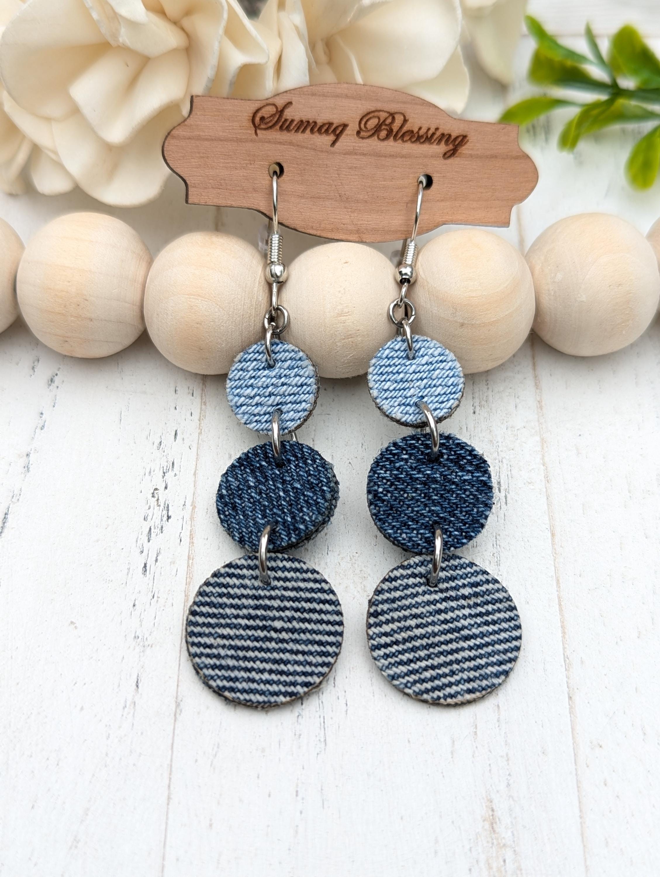 Denim Earrings - Etsy