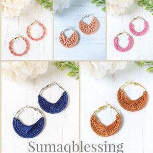 Macrame Earrings, Handmade Macrame Earrings, Boho Hoop Earrings, Hoop earrings, Cotton earrings, Gift for her, Handmade earrings,