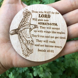 Eagle Wood Magnet, Christian Wood Magnet, Bible Verse Magnet, Faith Magnets, Motivational Magnet, Isaiah 40:31 Bible Verse Magnet immagine 2