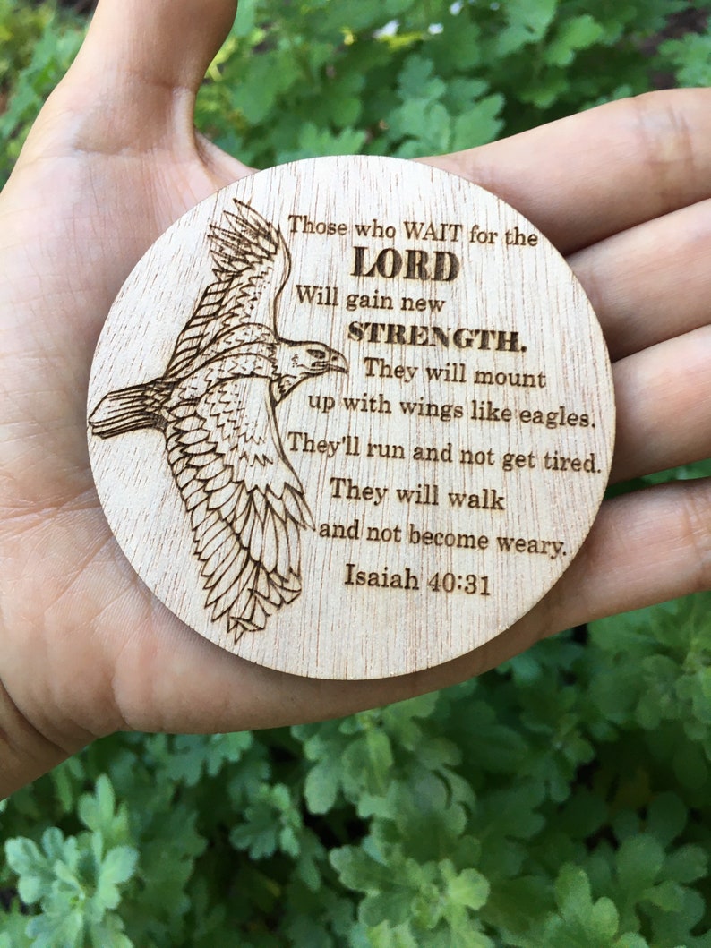Eagle Wood Magnet, Christian Wood Magnet, Bible Verse Magnet, Faith Magnets, Motivational Magnet, Isaiah 40:31 Bible Verse Magnet immagine 2