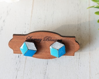 Geometric Stud wood earrings, Stud wooden earrings, stud earrings, wooden earrings, wood stud earrings, earrings