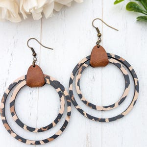 Leopard Bohemia Dangle Earrings, Chic Leopard Print, Leopard Jewelry for Women,  Wood Dangle Earrings in Leopard print