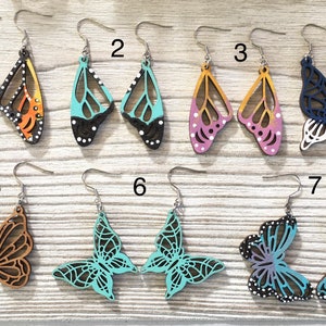 Wood Butterfly Earrings - Etsy