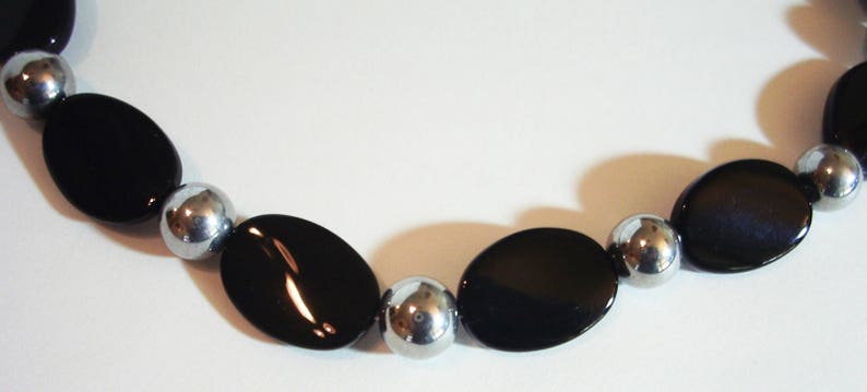 Silver and Black Glass Bead 17.5 Necklace Black and - Etsy