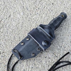 Cold Steel MINI Leatherneck Tanto custom kydex sheath, Neck/IWB/Scout Carry, Leather Scout/IWB Strap, Paracord Lanyard, Pancake.