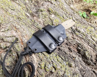 ONTARIO RAT-3, niestandardowa pochwa z kydexu, Scout Carry, skórzane paski Scout, mini krzesiwo, linka paracord, naleśnik