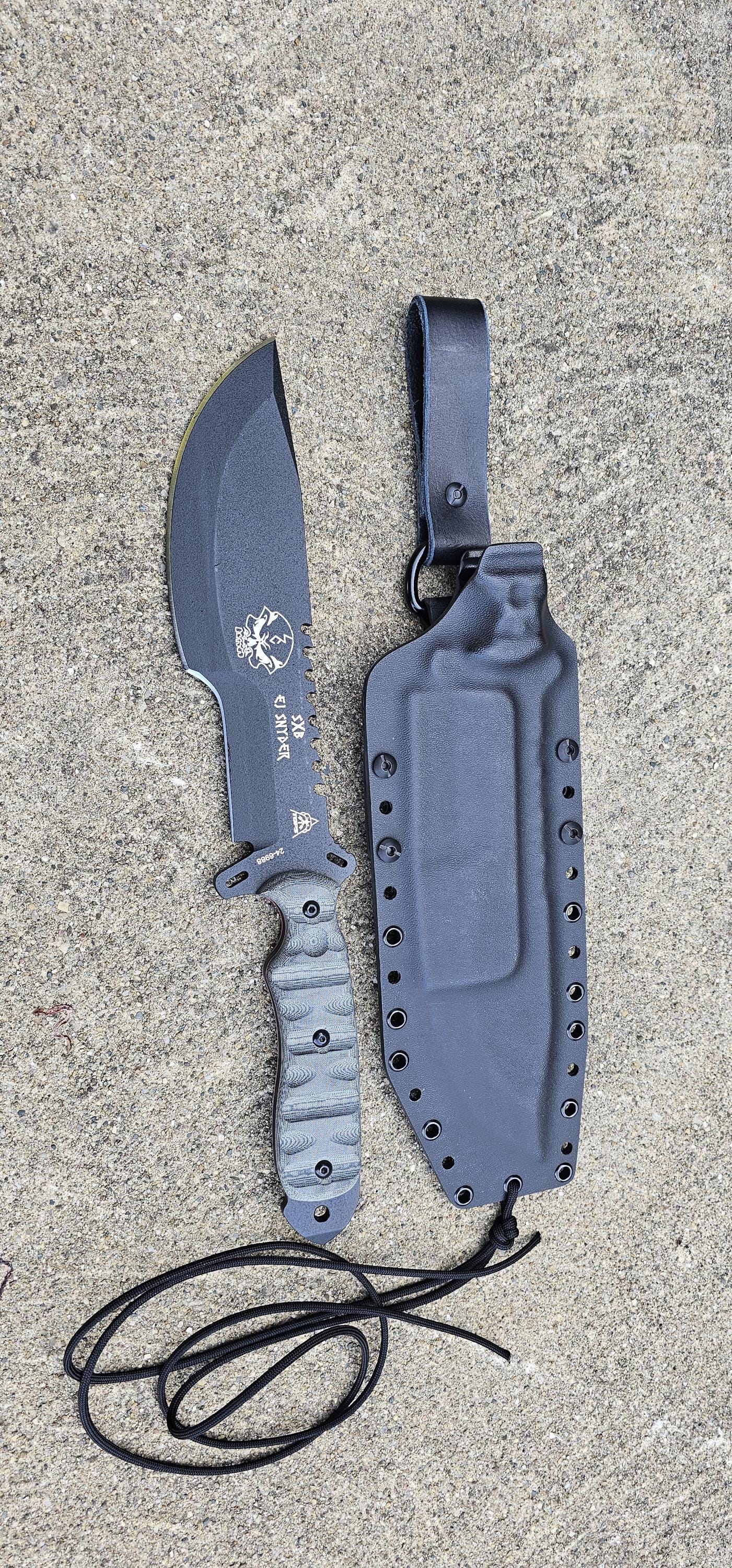 TOPS SXB Skullcrusher Custom Kydex Sheath, Leather Loop Dangler