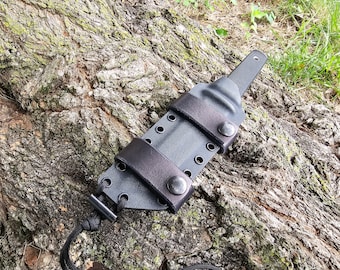 Cold Steel KOBUN custom kydex sheath, Scout Carry, Leather Scout Straps, Mini Firesteel, Paracord, pancake