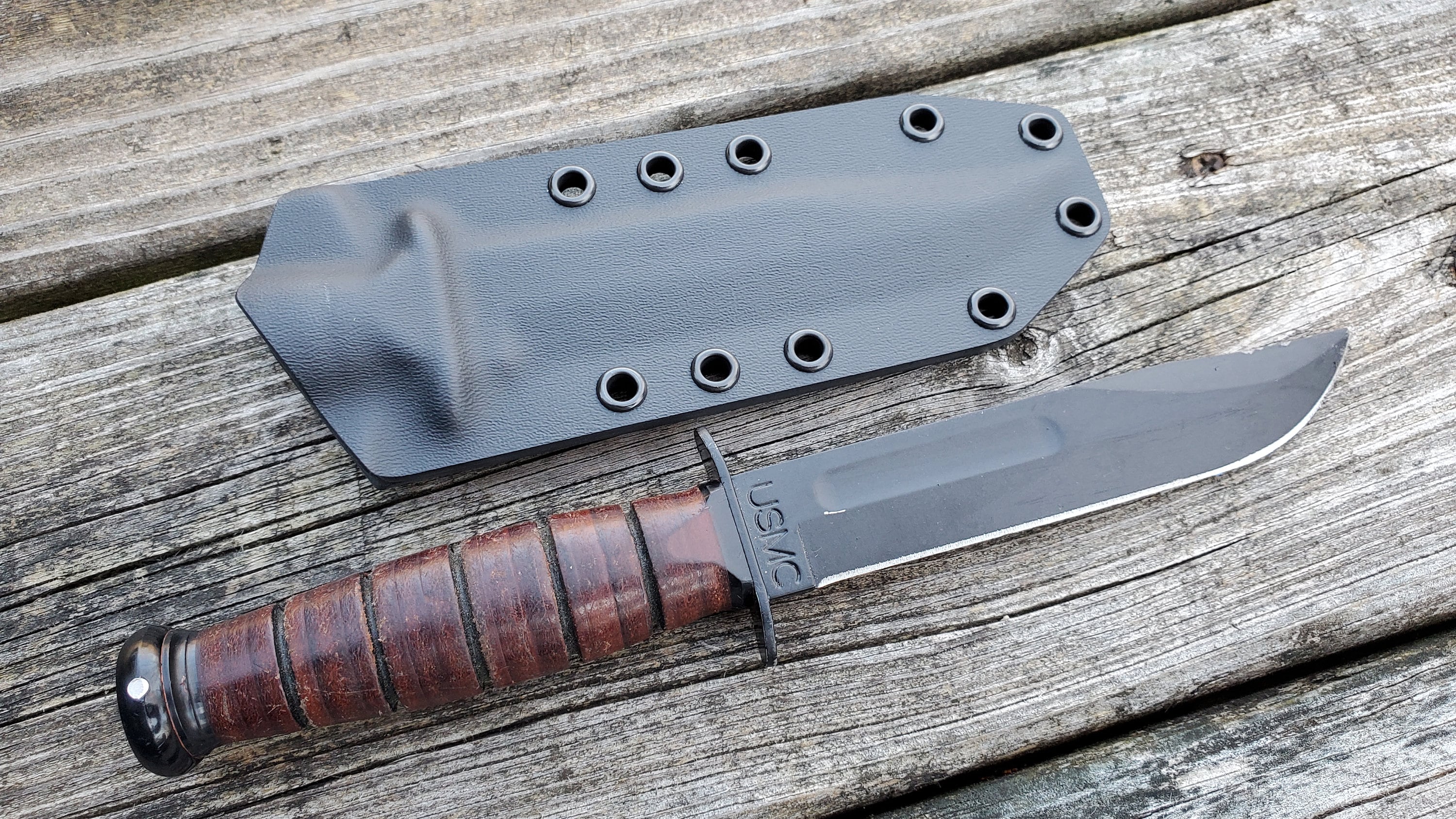 KABAR short Fighting Knife Custom Kydex Sheath, Pancake, Fits All 1250