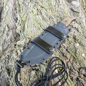 Ontario Rat-7 custom kydex sheath, Scout Carry, Paracord Lanyard, Mini Firesteel, Pancake