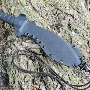 Fodero in kydex personalizzato KA-BAR Combat Kukuri, mini passante per cintura regolabile, cordino in paracord, mini Firesteel