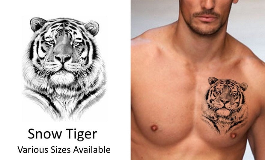 Tatouage Temporaire De Tigre De Neige Etsy