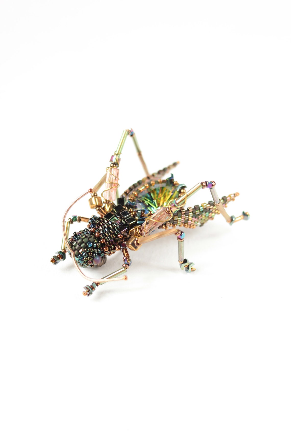 beaded brooch with crystal Insect jewelry pin Etsy