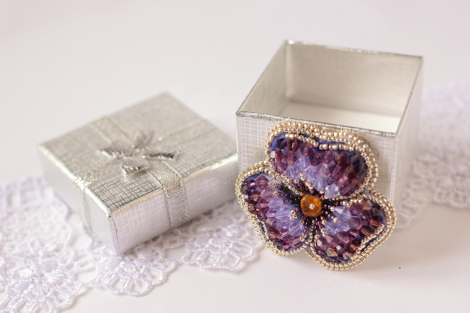 Pansy brooch Embroidered pin Gift for mom Bridal brooch Etsy