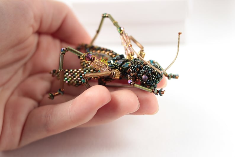 Beaded Brooch With Crystal Insect Jewelry Pin Etsy